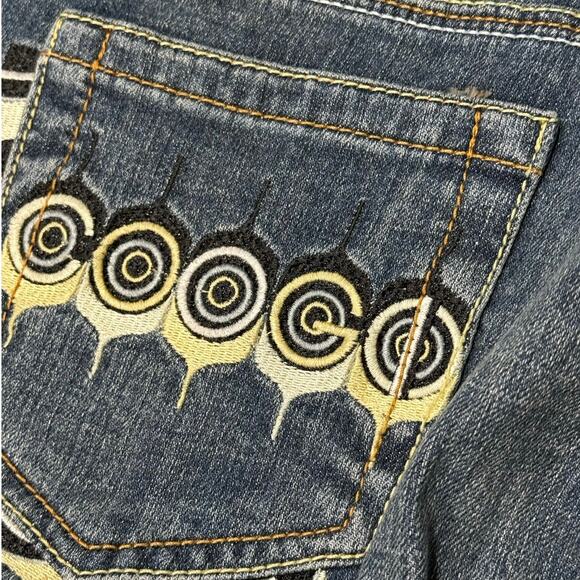 Rare NWT Vintage Coogi 29"W 31"L Low-Rise Flare Jeans Y2K Geometric Embroidery - Picture 8 of 16
